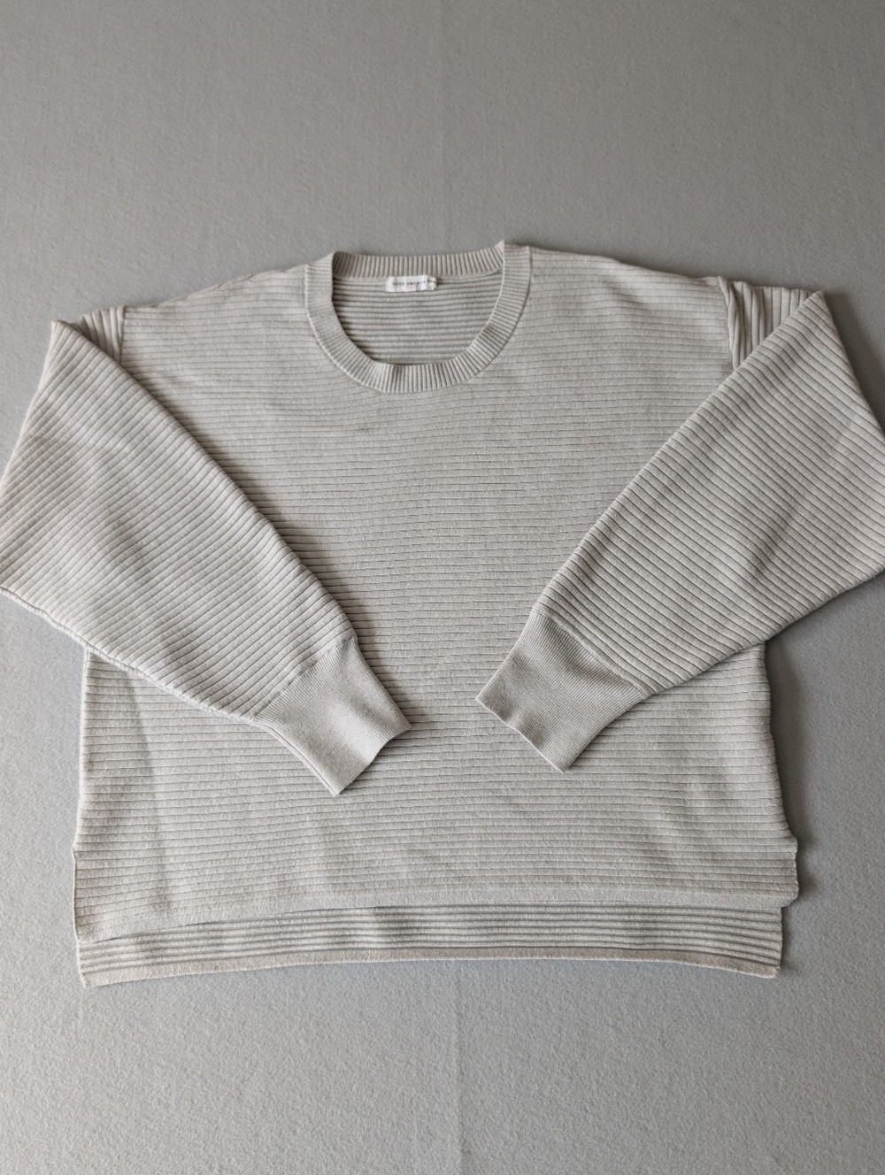 Good American Light Grey Ribbed Knit Sweater 4 XL Clean Girl Minimalist Capsule image 4
